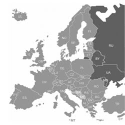 Mapa de países del Convenio de Patentes Europeas