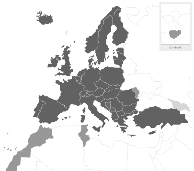 Mapa países de patente europea